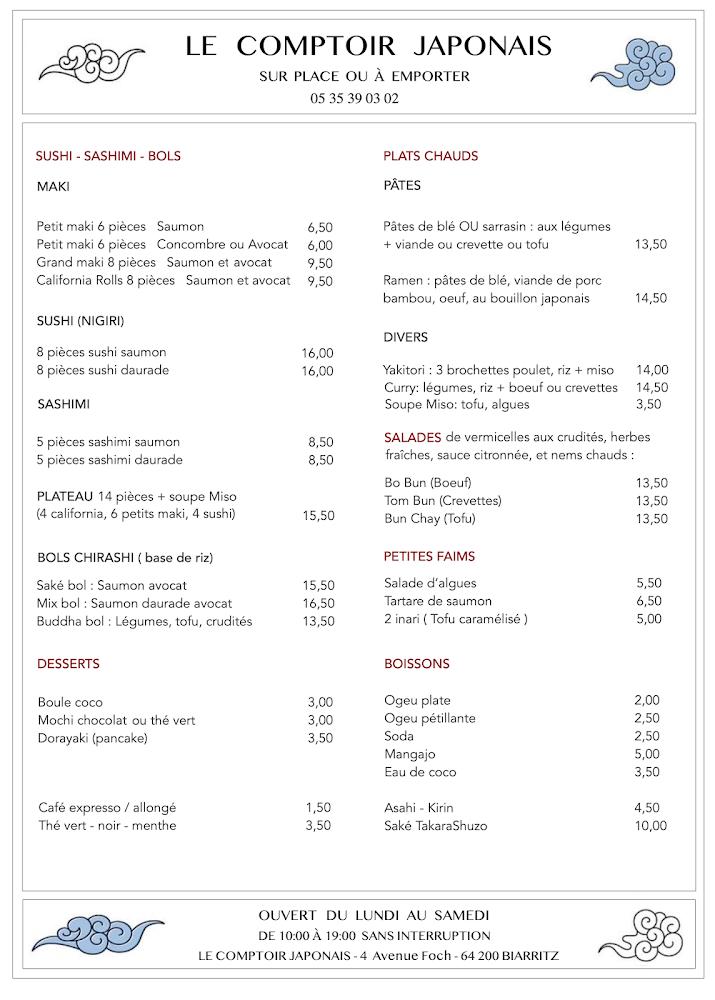 Le Comptoir Japonais (Sushi - Ramen) - Menu Image 1